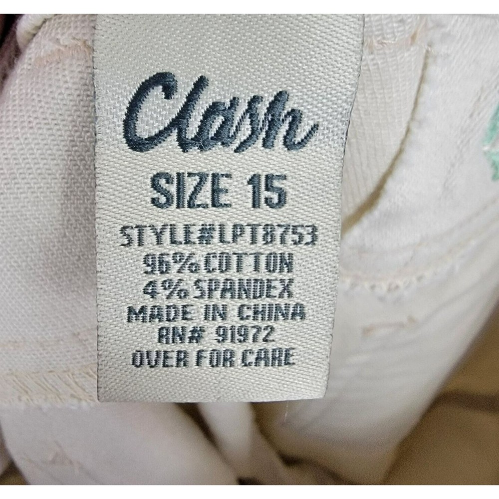 Clash Women's Juniors Size 15 Tan Cream Jeans Embroidered‎ READ - Picture 5 of 12